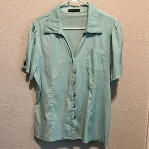 Mikarose Aqua Short Sleeveve Blouse sz XXL